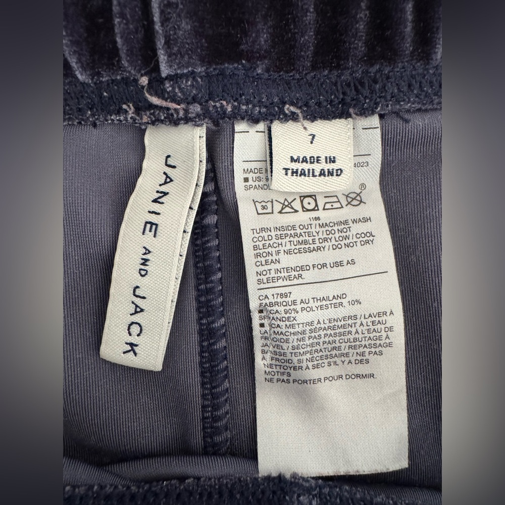 Janie and Jack “The Everyday legging” velvet size 7 girls
